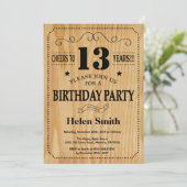 13. Geburtstag Einladung Rustikales Holz (Stehend Vorderseite)