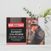 13. Geburtstag Einladungen Junge Party Foto Red (Stehend Vorderseite)
