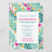 13. Geburtstag Einladungen Tropical Hawaii Muster (Vorne/Hinten)