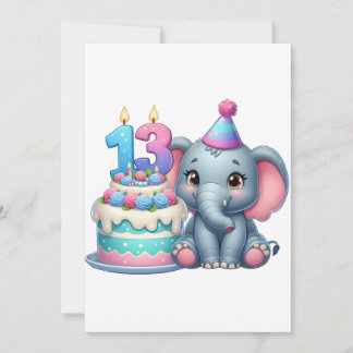13. Geburtstag Elefantentorte Einladung