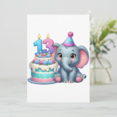 13. Geburtstag Elefantentorte Einladung (Stehend Vorderseite)