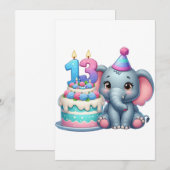 13. Geburtstag Elefantentorte Einladung (Vorne/Hinten)
