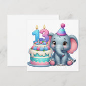 13. Geburtstag Elefantentorte Einladung (Vorne/Hinten)