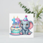 13. Geburtstag Elefantentorte Einladung (Stehend Vorderseite)