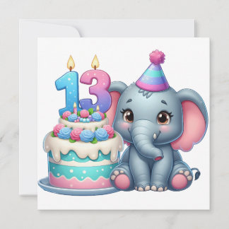 13. Geburtstag Elefantentorte Einladung