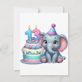 13. Geburtstag Elefantentorte Einladung