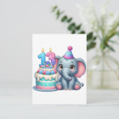 13. Geburtstag Elefantentorte Einladung (Stehend Vorderseite)