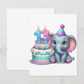 13. Geburtstag Elefantentorte Einladung (Vorne/Hinten)