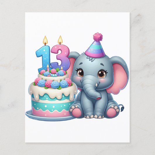 13. Geburtstag Elefantentorte Flyer (Vorne)