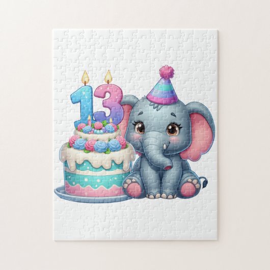13. Geburtstag Elefantentorte Puzzle (Vertikal)