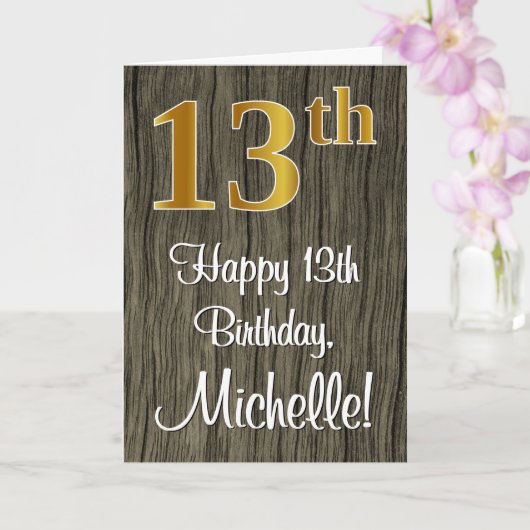 13. Geburtstag: Elegante Imitate Gold Look #, Imit Karte (Orchidee)