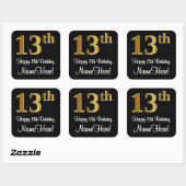 13. Geburtstag - Elegante Luxuriöse Imitate Gold L Quadratischer Aufkleber (Blatt)