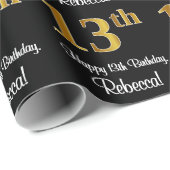 13. Geburtstag: Elegante Luxuriöse Imitate Gold Lo Geschenkpapier (Rolleneckpunkt)