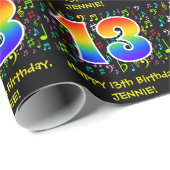 13. Geburtstag: Farbige Musiksymbole, Regenbogen 1 Geschenkpapier (Rolleneckpunkt)