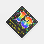 13. Geburtstag - Farbige Musiksymbole, Regenbogen  Serviette (Ecke)