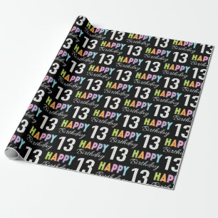 13. Geburtstag Farbige Typografie Geschenkpapier