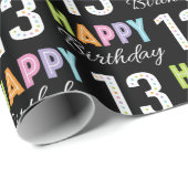 13. Geburtstag Farbige Typografie Geschenkpapier (Rolleneckpunkt)