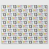 13. Geburtstag Farbige Typografie Geschenkpapier (Flach)