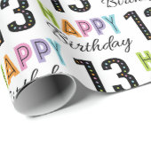 13. Geburtstag Farbige Typografie Geschenkpapier (Rolleneckpunkt)