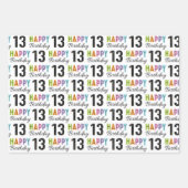 13. Geburtstag Farbige Typografie Geschenkpapier Set (Vorderseite)
