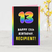 13. Geburtstag: Farbiger Regenbogen # 13, Individu Karte (Gelbe Blume)