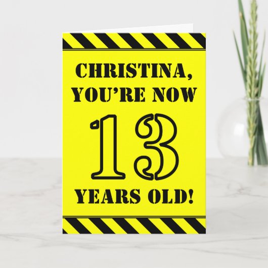 13. Geburtstag: Fun Stencil Style Text, Individuel Karte (Vorderseite)