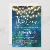13. Geburtstag Galaxy Türkis Blau Grün Grün Einladung (Vorderseite)