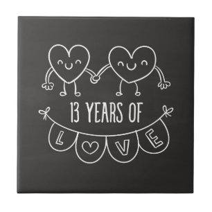 13. Geburtstag Geschenk Chalk Herzen Fliese