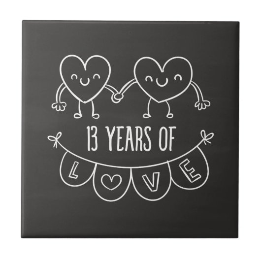 13. Geburtstag Geschenk Chalk Herzen Fliese (Vorderseite)