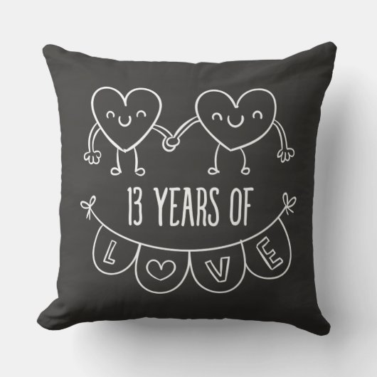 13. Geburtstag Geschenk Chalk Herzen Kissen (Vorderseite)