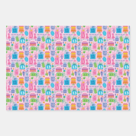 13. Geburtstag Geschenkpapier Set (Vorderseite 2)