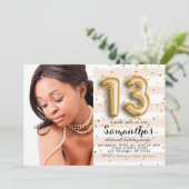 13. Geburtstag gestreiftes Portrait Einladung (Stehend Vorderseite)