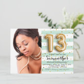13. Geburtstag gestreiftes Portrait Einladung (Stehend Vorderseite)