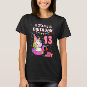 13. Geburtstag Girl Unicorn Duck Schwimmbad 13 Y T-Shirt