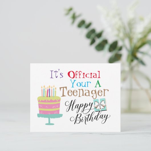 13 Geburtstag glücklich Postkarte (Stehend Vorderseite)