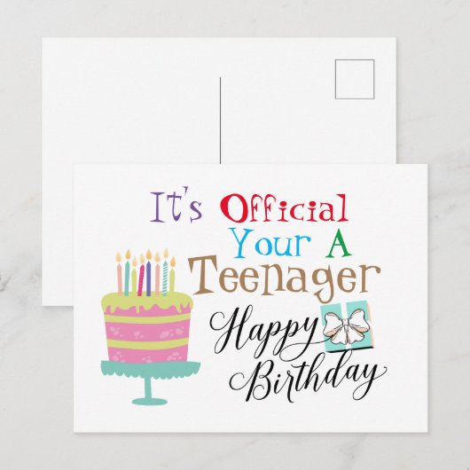 13 Geburtstag glücklich Postkarte (Vorne/Hinten)