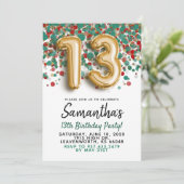 13. Geburtstag Gold Confetti Einladung (Stehend Vorderseite)