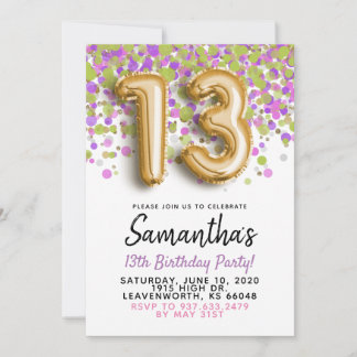 13. Geburtstag Gold Confetti Einladung