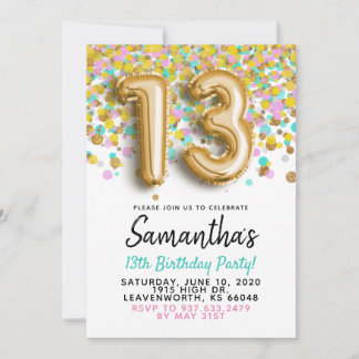 13. Geburtstag Gold Confetti Einladung