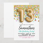 13. Geburtstag Gold Confetti Einladung (Vorne/Hinten)
