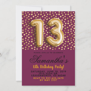 13. Geburtstag Gold Confetti Einladung