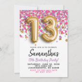 13. Geburtstag Gold Confetti Einladung (Vorderseite)