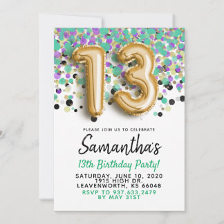 13. Geburtstag Gold Confetti Einladung