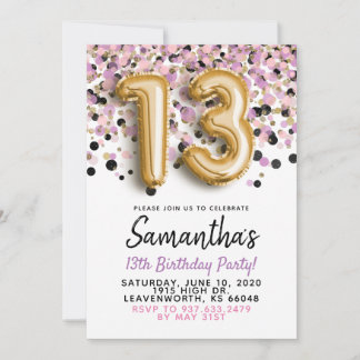 13. Geburtstag Gold Confetti Einladung