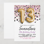 13. Geburtstag Gold Confetti Einladung (Vorne/Hinten)