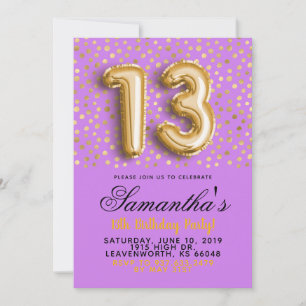 13. Geburtstag Gold Confetti Einladung