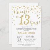 13. Geburtstag Gold Glitzer Diamond Einladung (Vorne/Hinten)