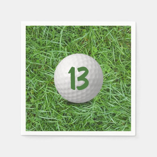 13. Geburtstag Golf Ball auf Grass Napkins Serviette (Vorderseite)