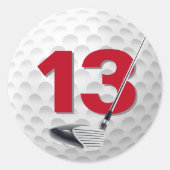 13. Geburtstag Golf Ball Design Runder Aufkleber (Vorderseite)