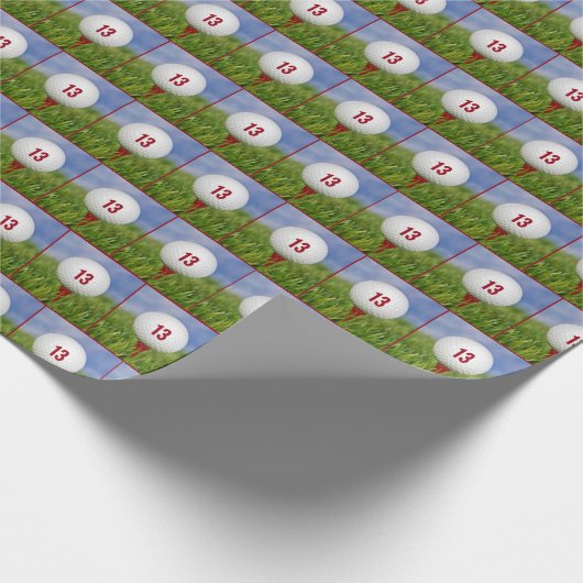 13. Geburtstag Golf Ball Geschenkpapier (Ecke)